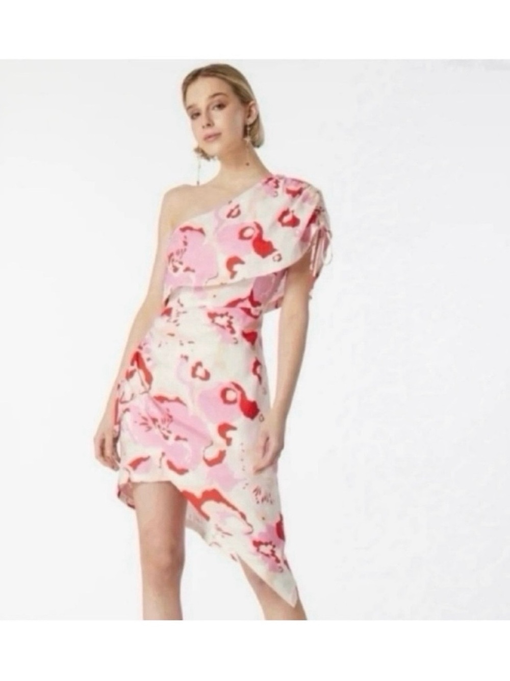 ELLATT Afterglow Kiran One-Shoulder Floral asymmetrical Dress Linen cocktail